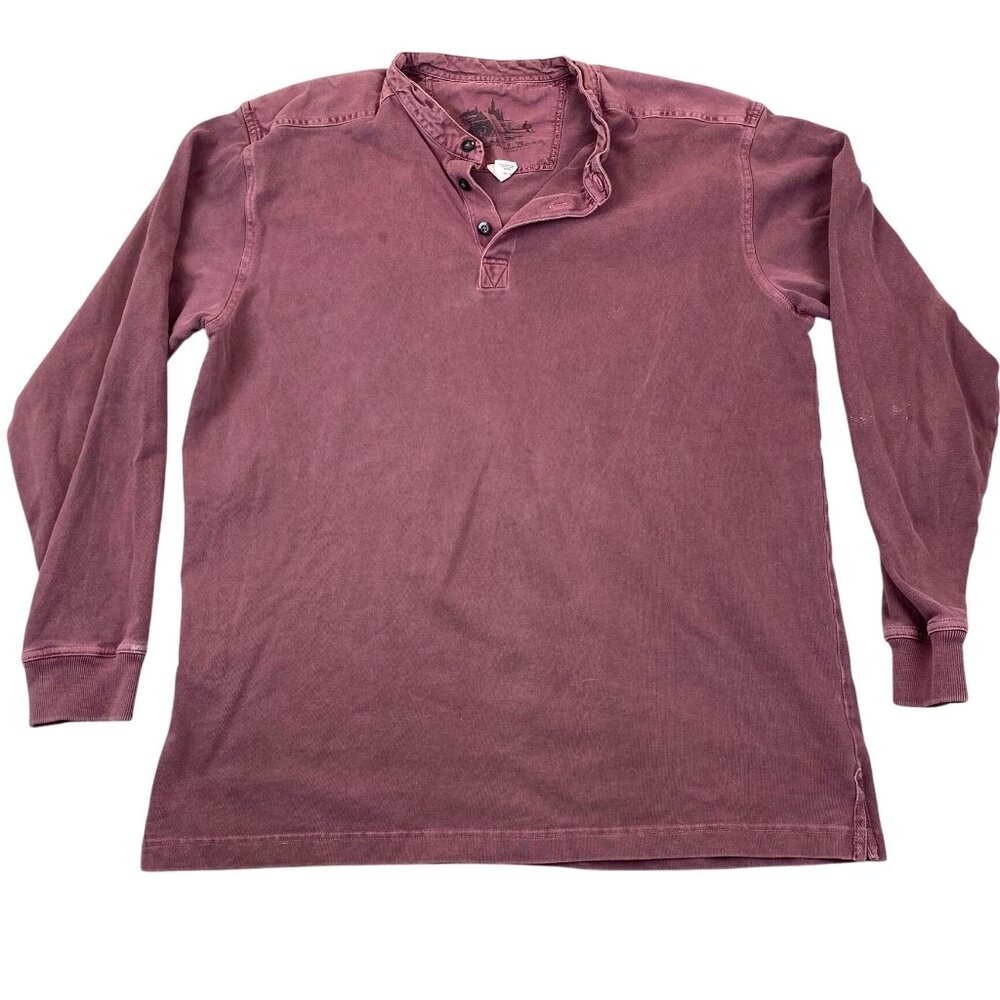 L.L. Bean Mens Long Sleeve Henley Shirt L Tall Cotton Rust Red